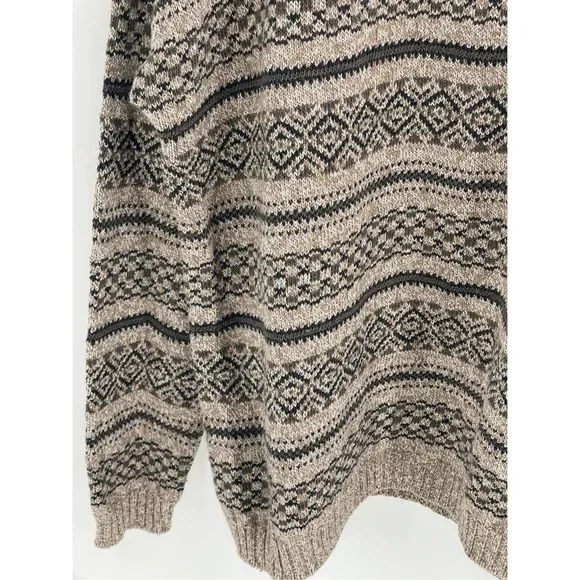 Bill Blass Sweater Men Large Beige Tan Fair Isle Pullover Crewneck Cotton Blend - Picture 3 of 13